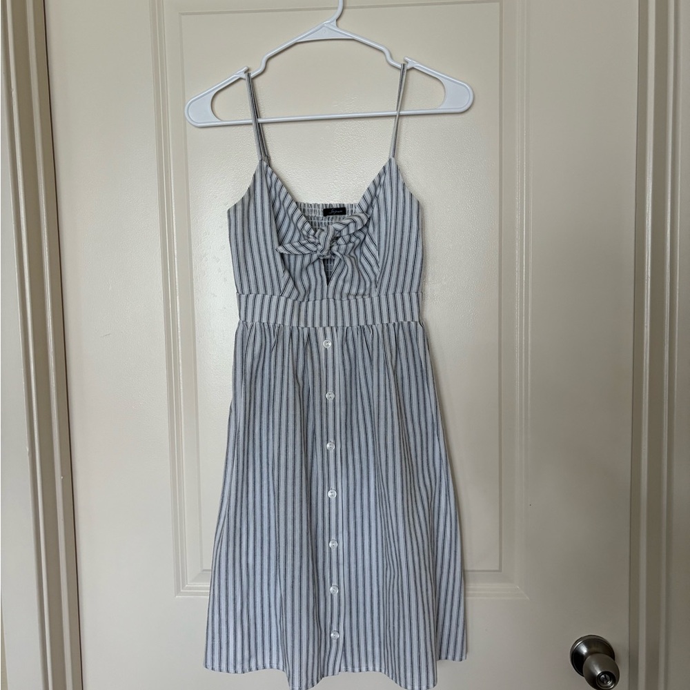 Soprano Navy Blue and White Striped Dress